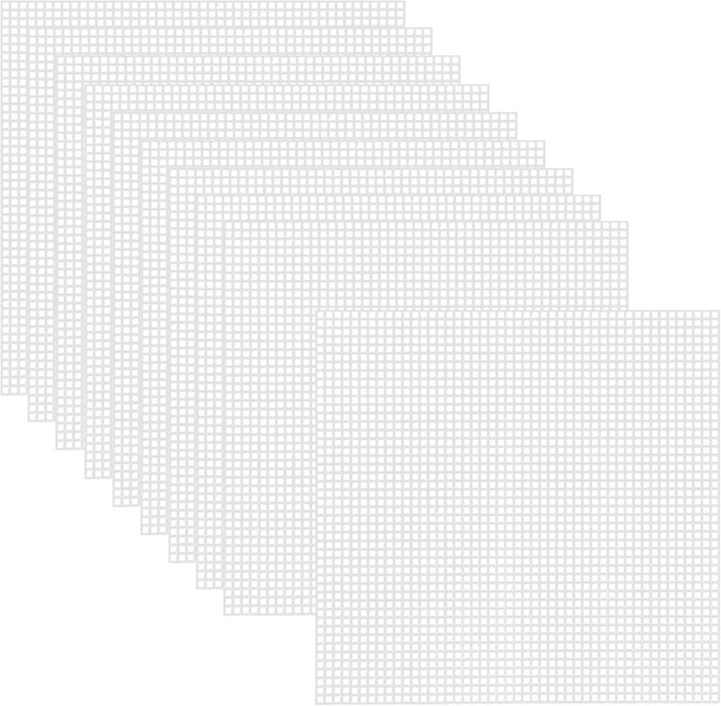 Allazone 10 PCS Clear Mesh Canvas Sheets for Embroidery Making, Cross Stitch Plastic Aida Mesh Screen for Crafts DIY Crochet Projects - Image 1